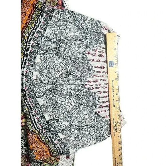 FORBIDDEN LOS ANGELES Maxi Skirt M Tiered Long Beaded Orange Pink Embellished - Picture 8 of 12